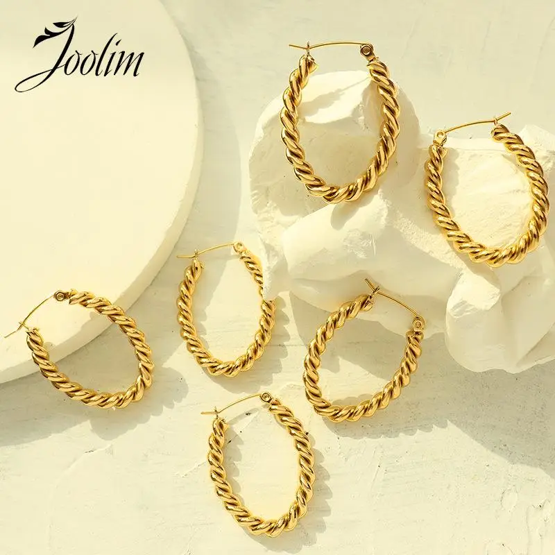 Non Tarnish & Waterproof Fashion Gothic Geometric Designer U-shaped Woven Twist Earrings Stainless Steel Jewelry Wholesale