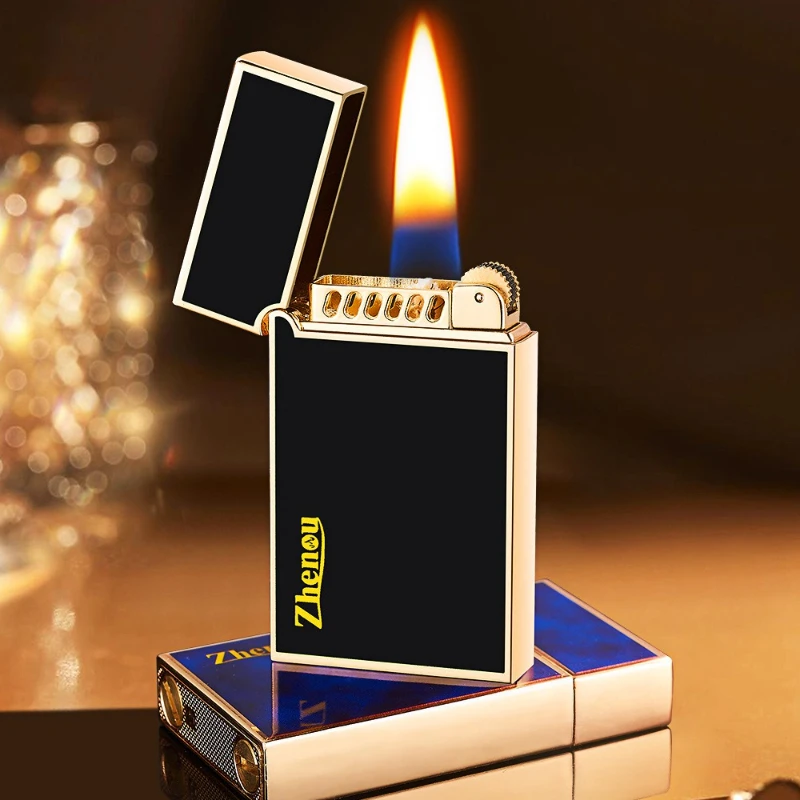 New Compact Double Sided Paris Nail Langsheng Grinding Wheel Open Flame Lighter High Quality Fashion Boyfriend Lighter