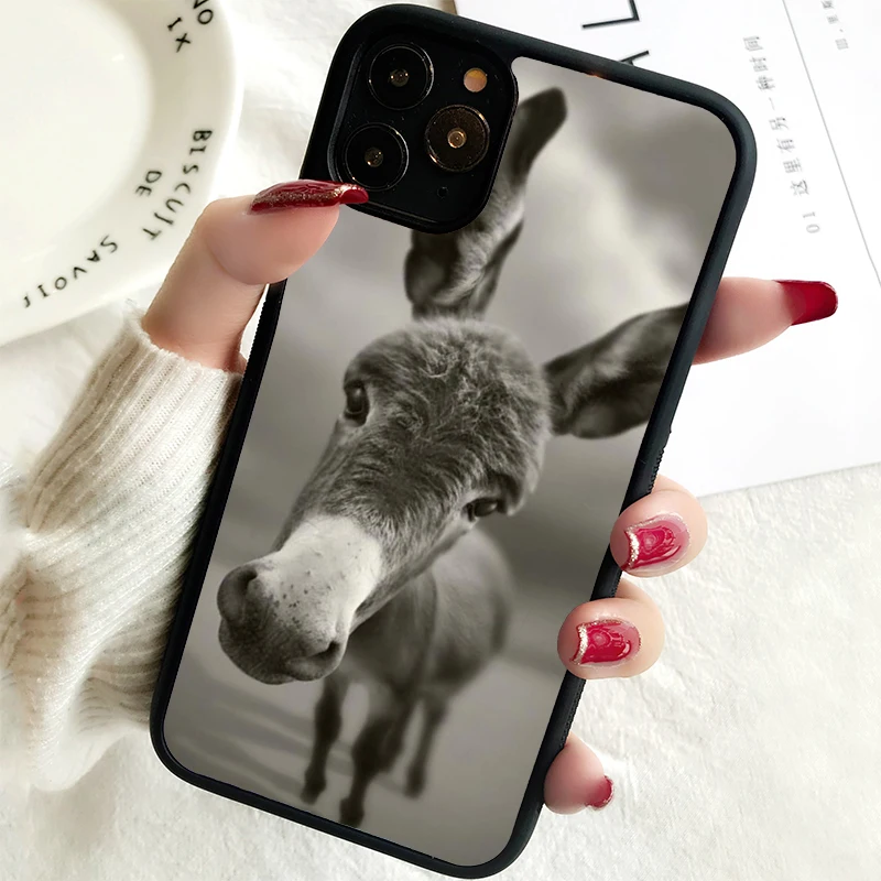 5 5S SE 2020 Phone Cover Case for iPhone 6 6S 7 8 PLUS X XS XR 11 12 13 MINI 14 PRO MAX Rubber Silicone Cute Gray Donkey