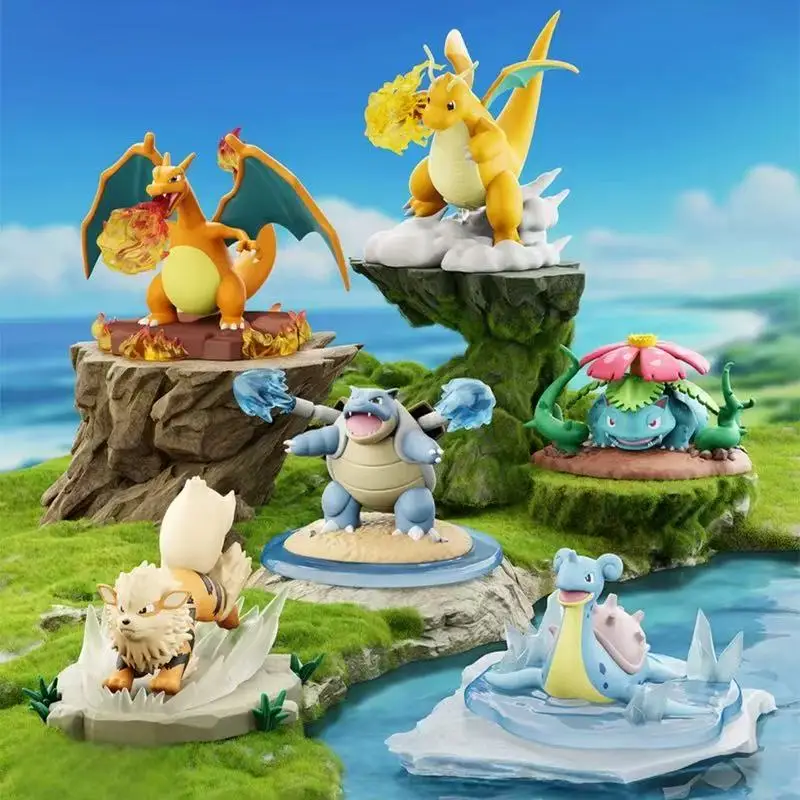 

Pok é mon Battle Venusaur LAPRAS DRAGONITE ARCANINE CHARIZARO BLASTOISE Doll Model Ornament Handmade Children's Gift Toy