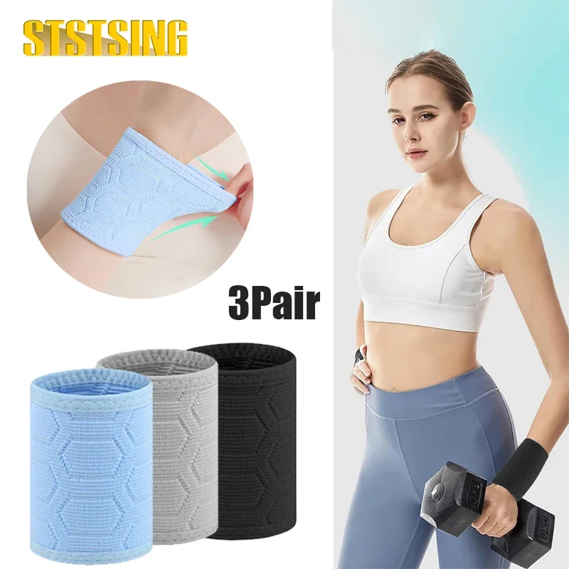 3Pair Sweatbands Sports Wristband for Men & Women - Moisture Wicking Athletic Cotton Cloth Sweatband for Basketball, Running