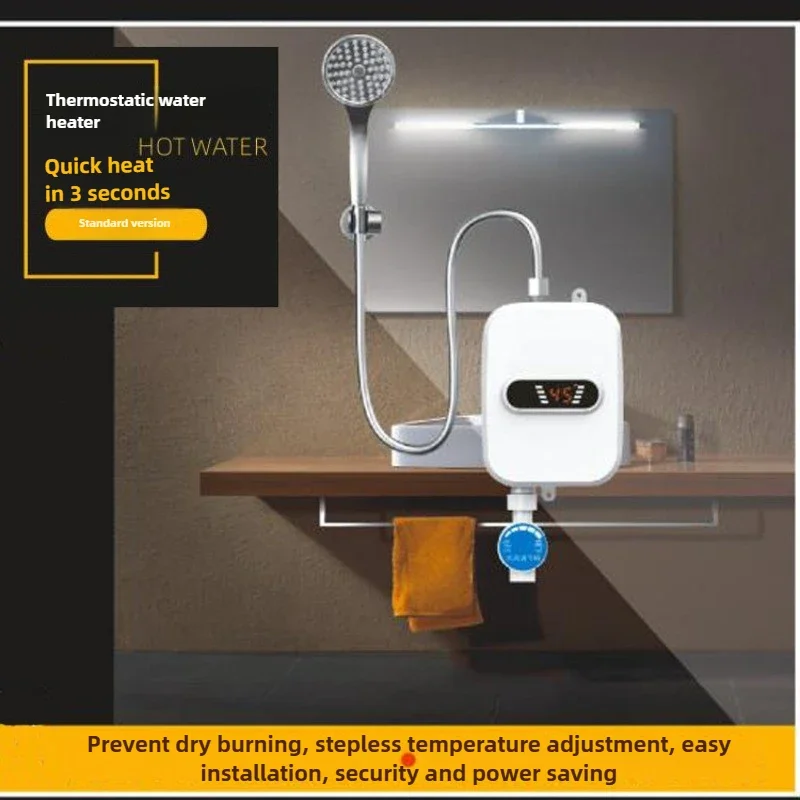 Good Instant Thermostatic Water Heater, Small Electric Mini Water Storage-free Quick Heater Shower LED Display 3500W