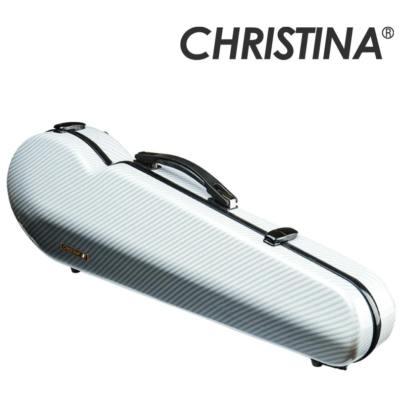 CHRISTINA Violin Case Triangular White Stripes VB15 4/4 Size Lightweight Hard Composite Materials with Straps