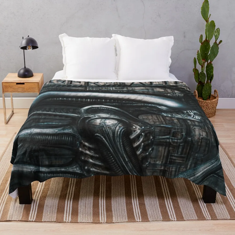 HR Giger Alien Throw Blanket Fur Throw Blanket Velour Luxury Blanket