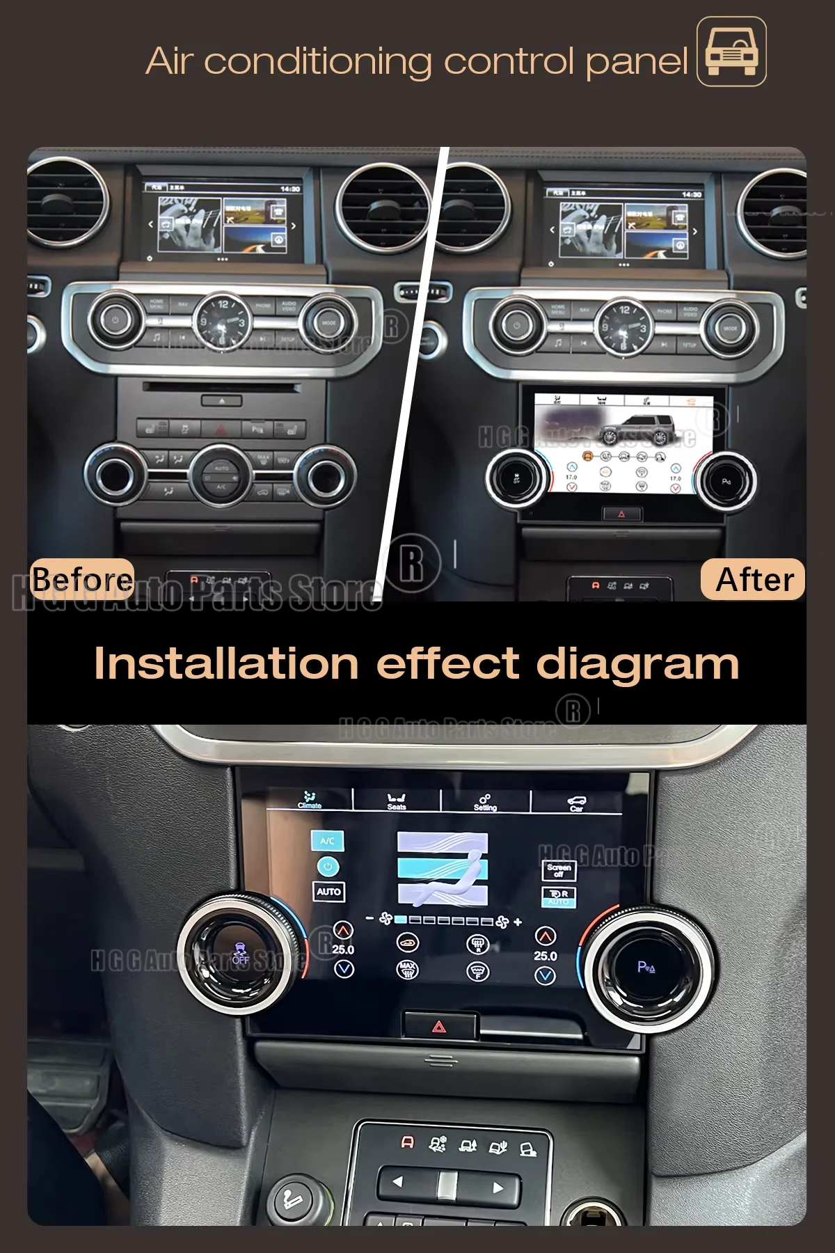 MZ AC Panel For Land Rover Discovery 4 LR4 2010-2016 Air Condition Board Climate Tempetature Control Knob Adjustment HD LCD