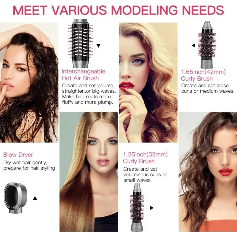 Blow Dryer Brush & Volumizer with Negative Ionic Technology, Detachable & Interchangeable Brush Head