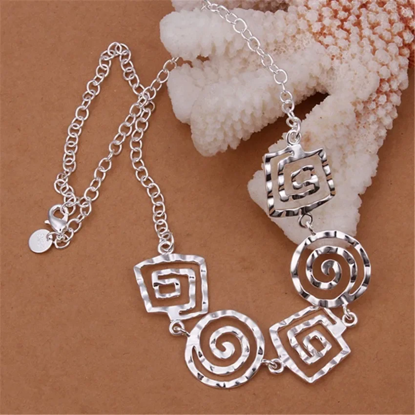 925 silver Plated Simple hot sale wedding jewelry female threaded women ladies hot nice charms necklace free shipping N350