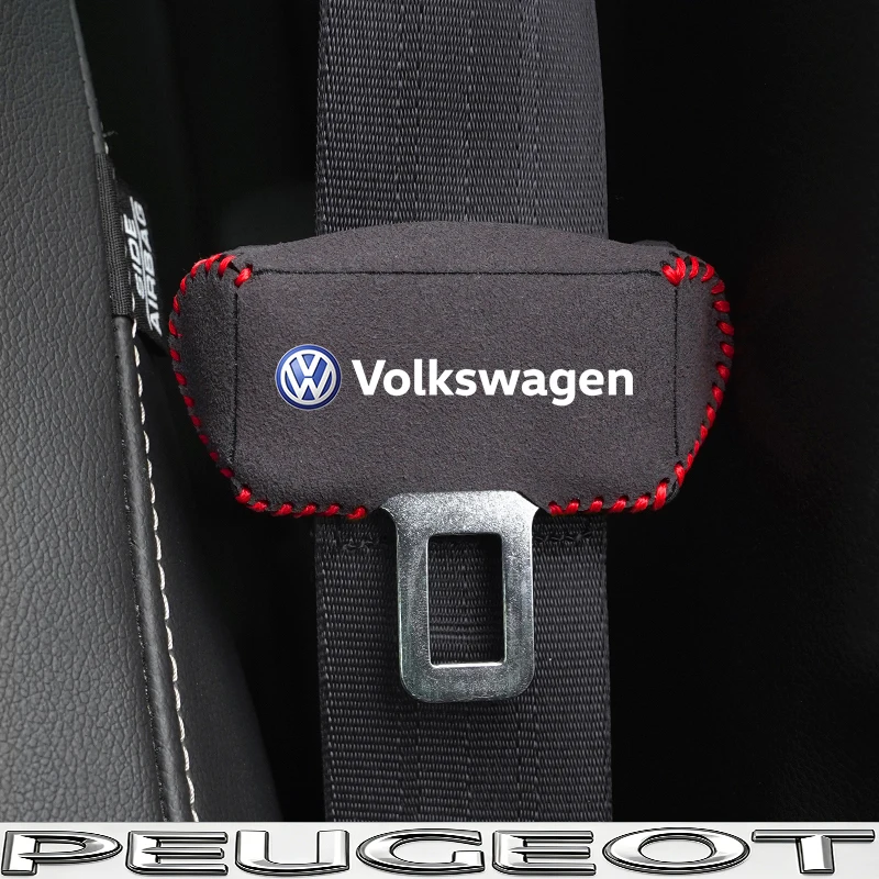 2 Stück Auto-Sicherheitsgurtschnallen-Schutzhüllen aus Wildleder für VW Golf Tiguan T-Roc Polo Passat ID.4 T-Cross ID.3 Taigo ID.7 – Detail 4