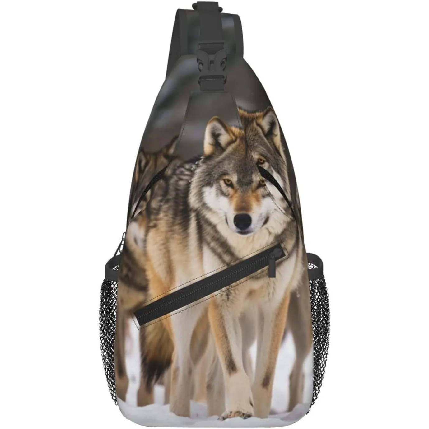 

Man's Cross Chest Bag Diagonally Sling Backpack Shoulder Bag pack of wolves Sling Bag for Women Hiking Daypack