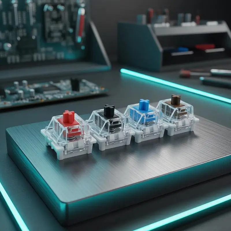 1 unidade de interruptores mecânicos para teclado com feedback sonoro e extrator de interruptores para construção de teclados mecânicos, jogos e digit