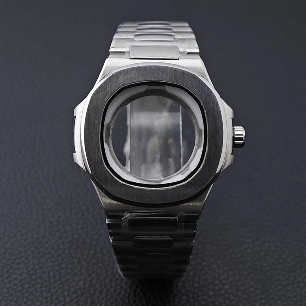 43mm high-quality M8215 silver box steel case with mineral glass inlay M8215 movement watch accessories watch watch watch parts