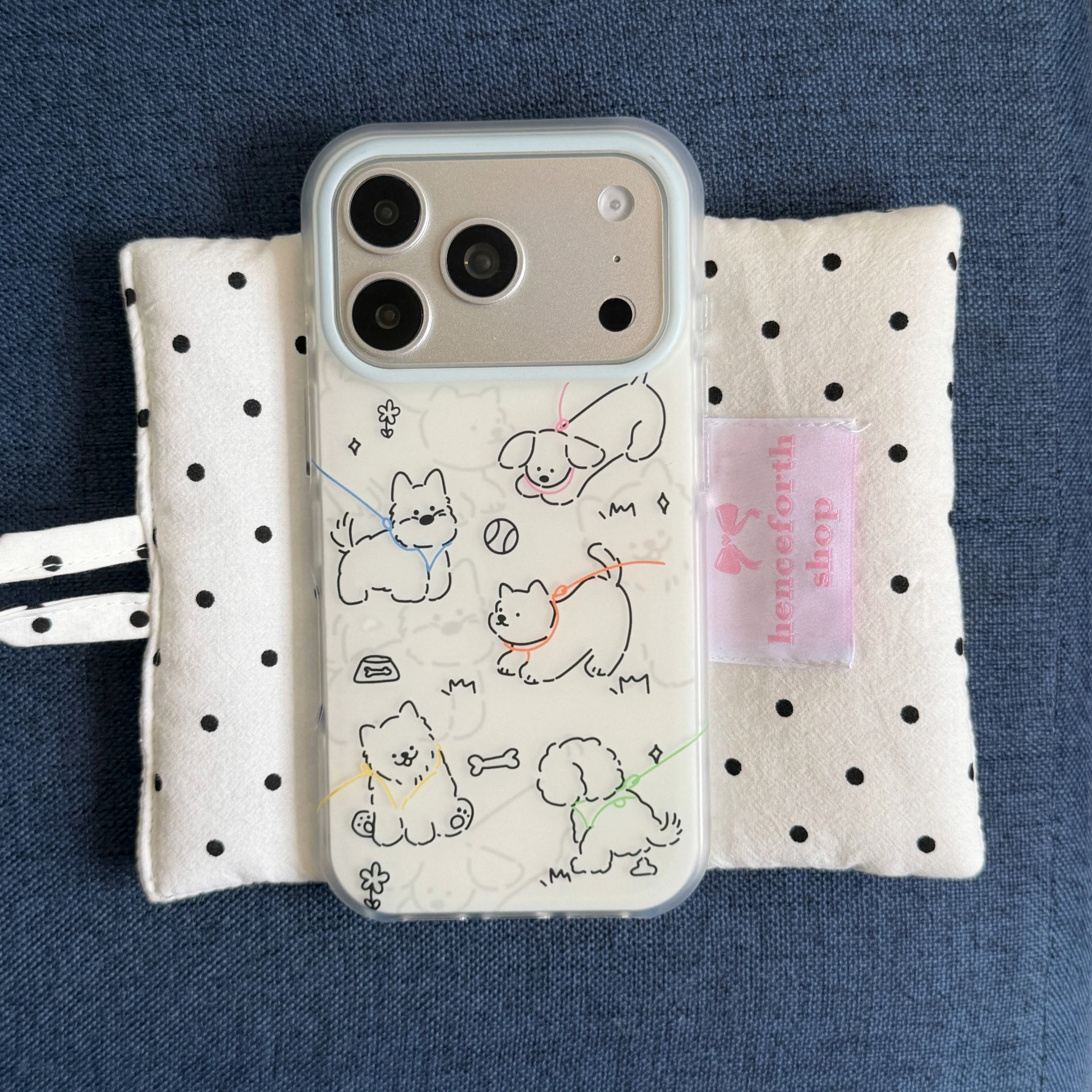 Simple Fashion Lines West Highland Puppy Flowers Pattern White Matte Protective Cover Case For iPhone 17 16 15 14 Pro Max