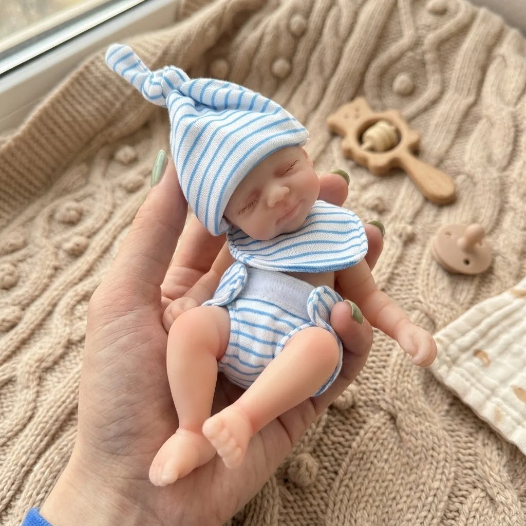 6 Inch Mini Cute Reborn Baby Doll Handmade Soft Touch Silicone Reborn Baby Doll For Birthday Gifts