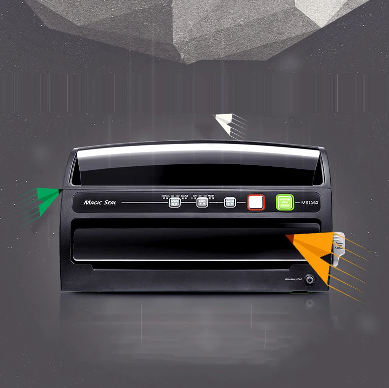 เครื่องซีลสูญญากาศบรรจุภัณฑ์และปิดผนึกถนอมอาหารเปียกและแห้งขนาดเล็กเครื่องบรรจุภัณฑ์สูญญากาศอัตโนมัติ MS1106