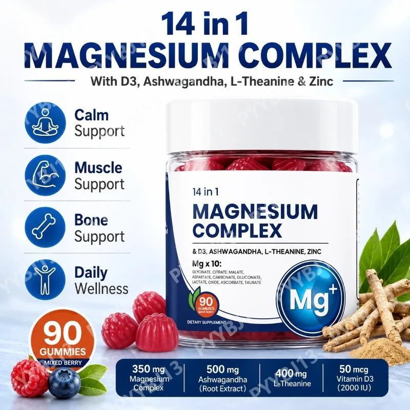 Googeer DeepCalm Magnesium Complex Gummies for Evening Calm Support with Vitamin D3 Zinc Ashwagandha L-Theanine 90 Gummies