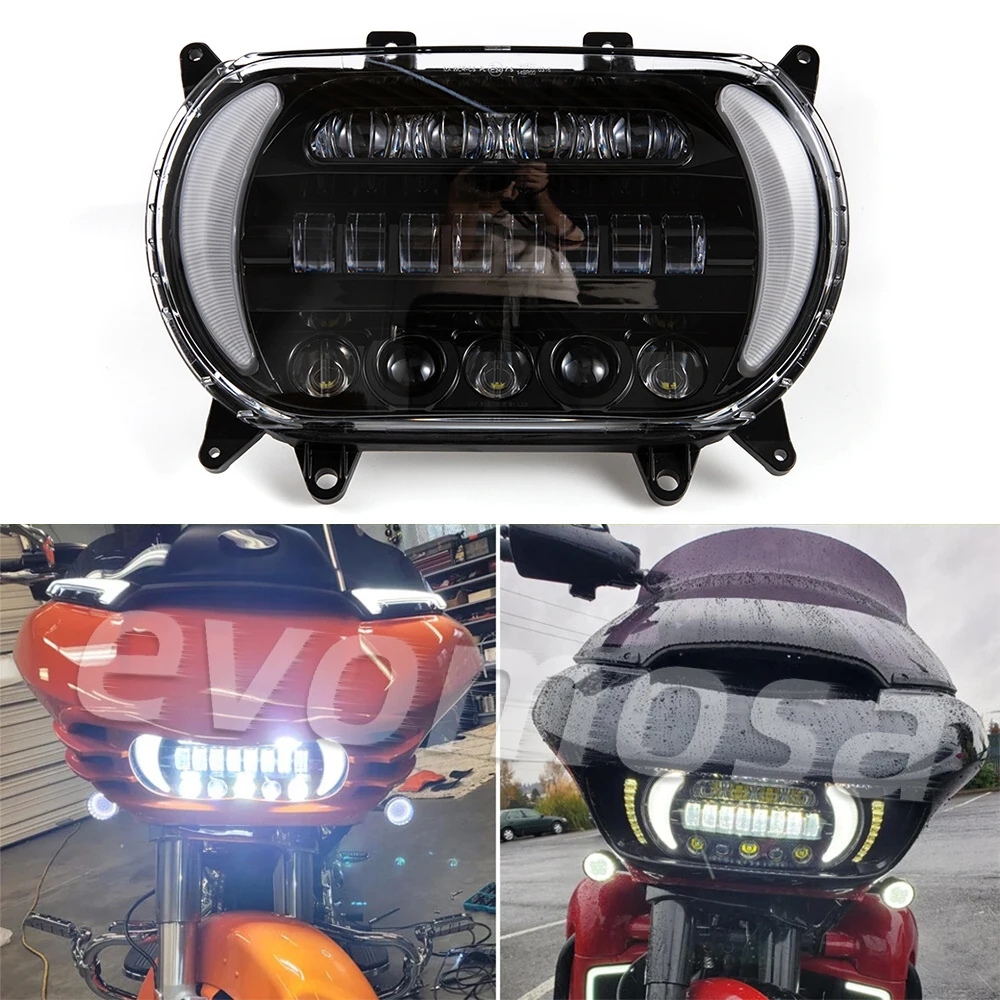 Motorcycle LED Headlight Front Turn Signal Daytime Running Light High Low Beam For Harley Touring Road Glide FLTRX 2015-2020