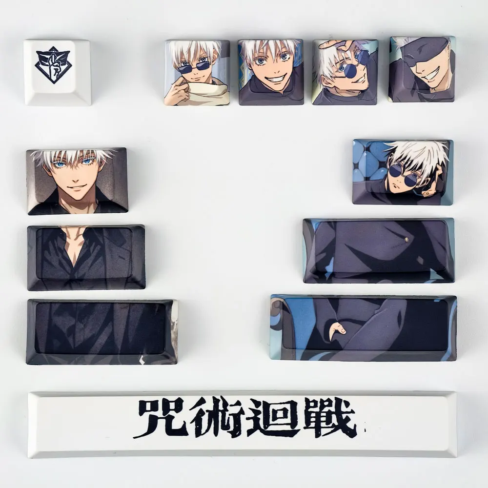 

Gojo Satoru Keycap Cherry Profile 12Keys Jujutsu Kaisen Theme Cartoon Anime Character PBT Custom Keycaps DIY Mechanical Keyboard
