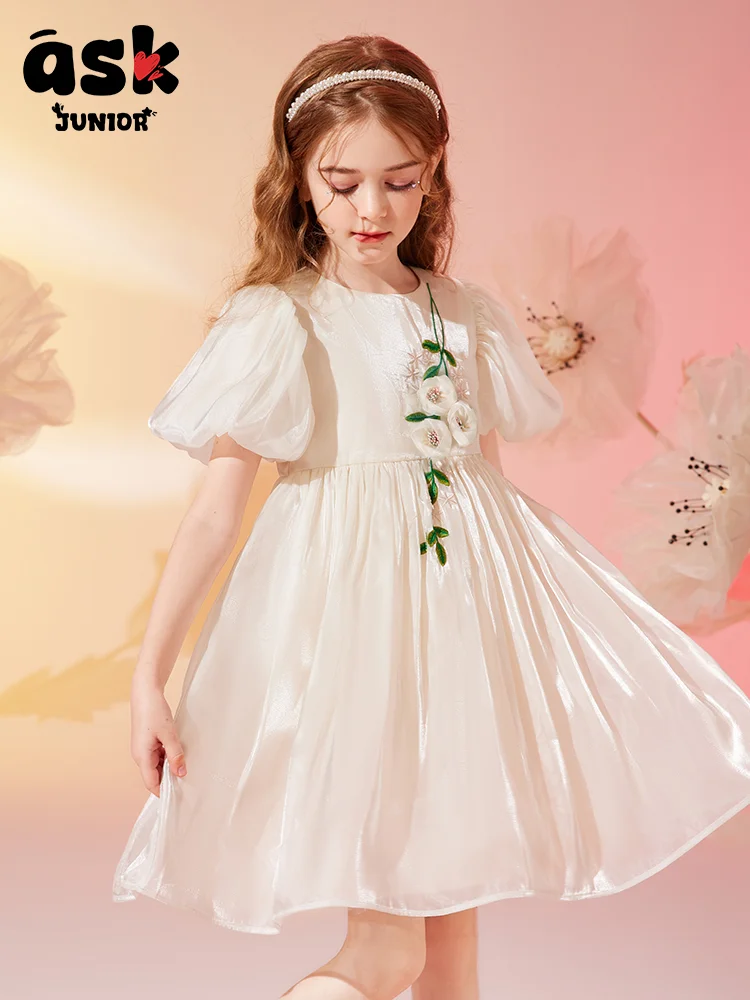 فستان الأميرة الجنية للفتيات من Tween Summer Outing موسم الصيف بأكمام منتفخة رفيعة #4