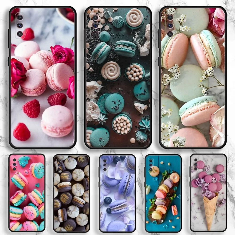 Coque de téléphone noire souple pour Samsung Galaxy, crème glacée, dessert, macaron, nourriture, A13,A21s,A22,A31,A32,A52,A53,A71,A80,A91