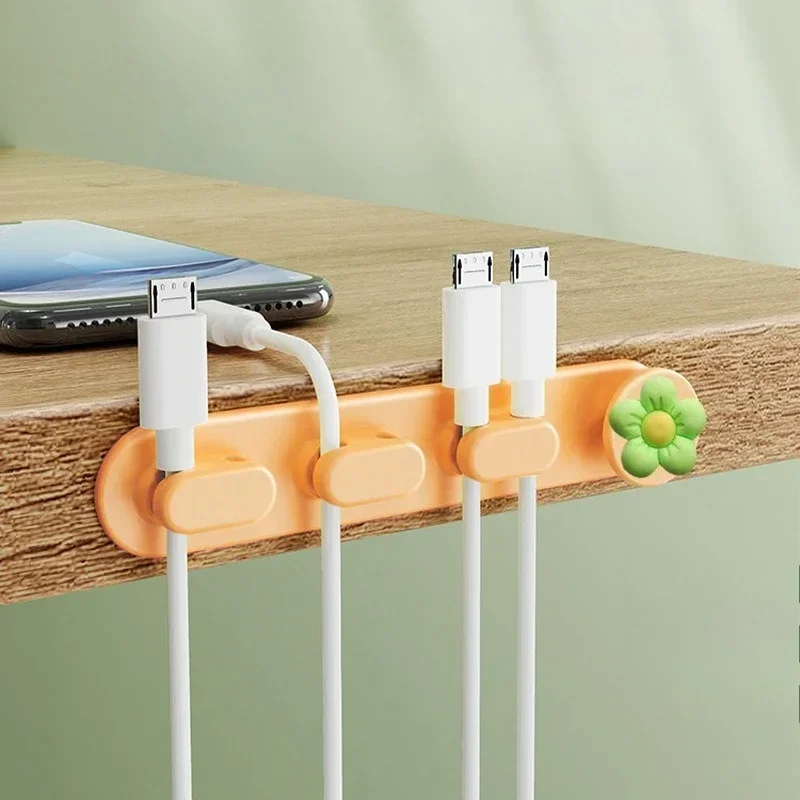 USB Charging Cable Clips Desktop Bedside Table Edge Wire Holder Flexible Cord Clamp Practical Cable Management Organizer