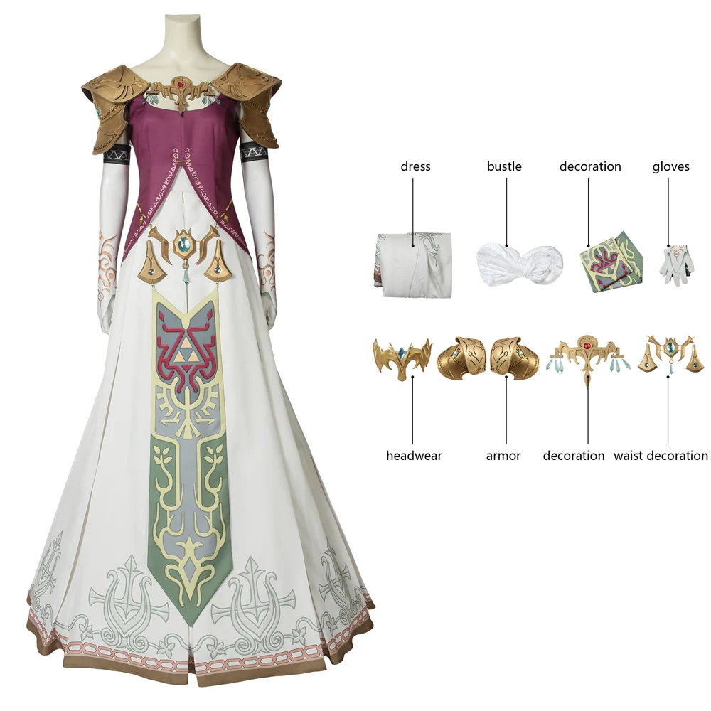 High-end The Leg of Zelda: Twilight Princess Cosplay Costume Zelda Princess Accessories Halloween Beautiful Dress decoration