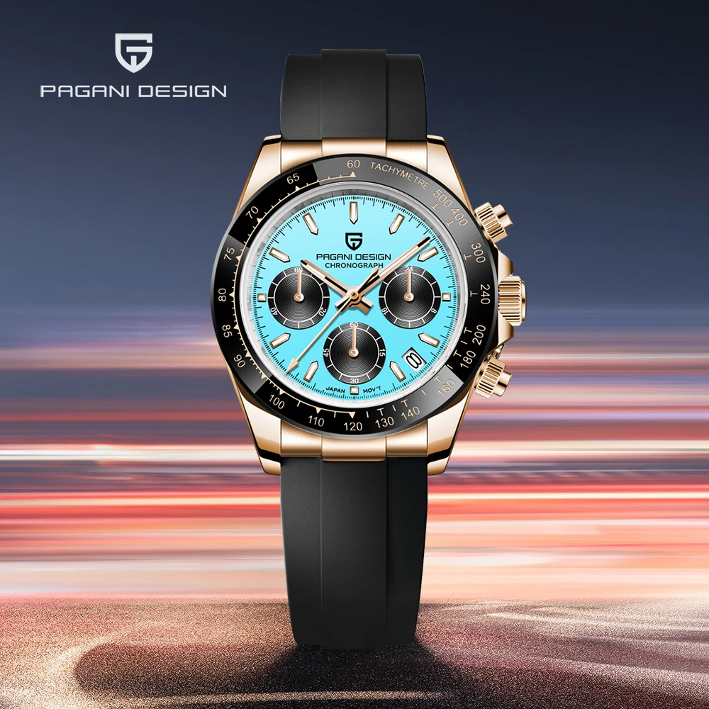 2025 جديد PAGANI تصميم ساعات رجالية الذهب الفاخرة ساعة كوارتز للرجل VK63 كرونوغراف ساعة اليد AR الياقوت مرآة مقاوم للماء