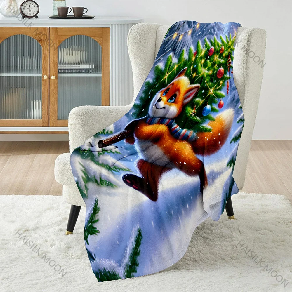Festive fox with Christmas tre - đánh giá và giá Outdoor Camping Heated Blanket
