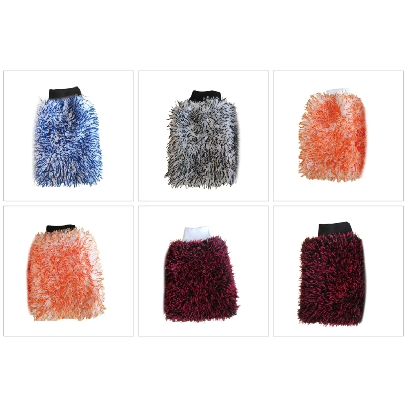 ถุงมือทำความสะอาดรถยนต์ Wash Mitt Double Sided Scratch Strong Absorbent Wash Equipment Chenille Motorcycle Wash Mitts