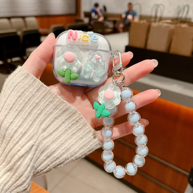 Funda DIY para Airpods 4, Funda de 2025 Gen para AirPod Pro3, decoración creativa, funda protectora de flores para caja de piel, Funda AirPods2