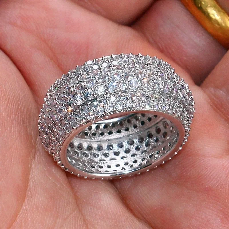 2Pcs Bridal Set Elegant Rings for Women Wedding Engagement Fashion Jewelry With Full Shiny Cubic Zircon Female Ring