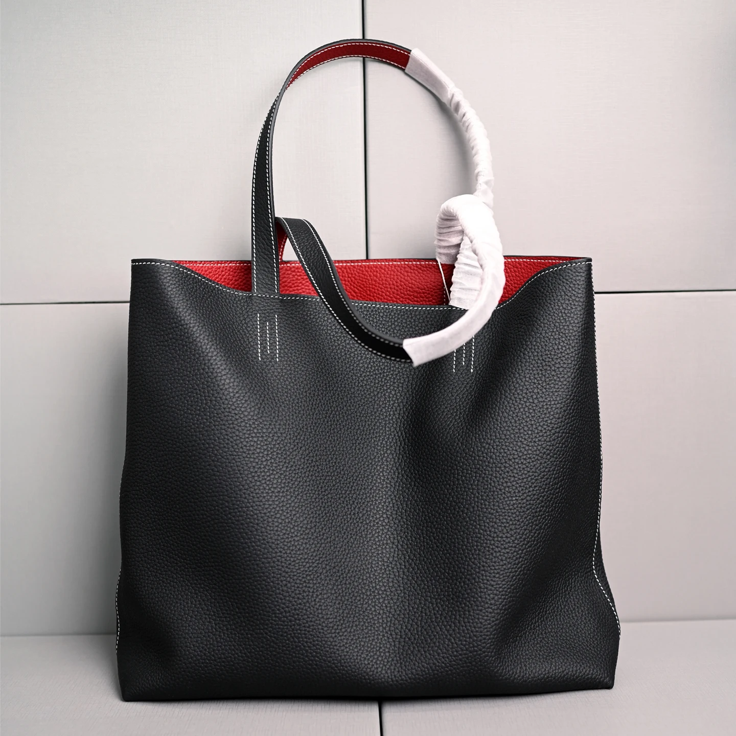 

Genuine Leather Tote Bag Large Capacity Top Grain Cowhide Simple Shopping Bag Women's Bag Fashion Full Leather Inside And Out