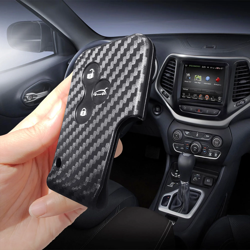 For Renault Clio 4 Scenic Megane Stage Scenario Tula Region Carbon Fiber Silicone Remote Key Cover Case Fob Holder Keychain Card