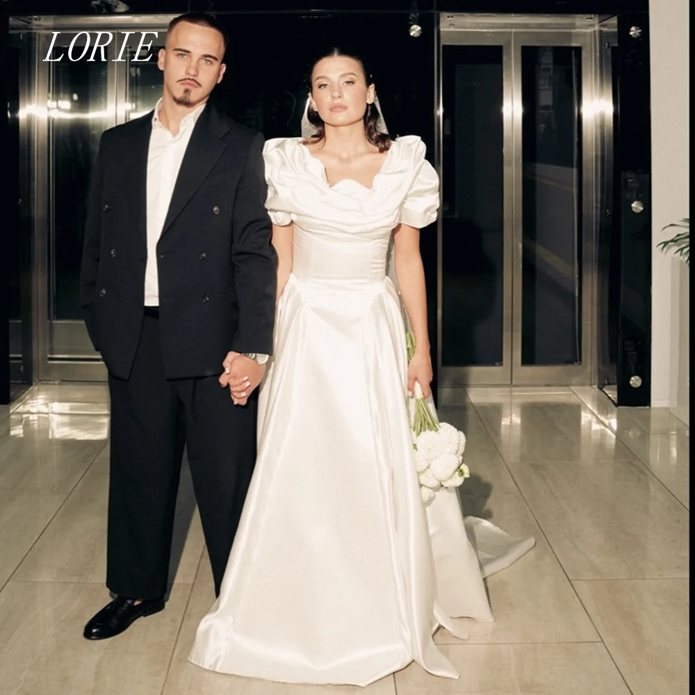 LORIE Luxury A Line Wedding Dress Scoop Bridal Dresses Irregular Waist Cinching Wedding Gown Customized 2026