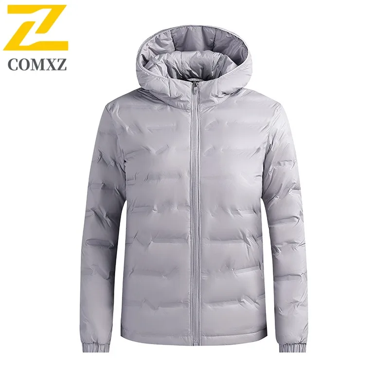 COMXZ Couple Down Jacket Hooded Outdoor Camping Windproof Down Cotton Coat Casual Trekking Self-cultivation Winter Garment