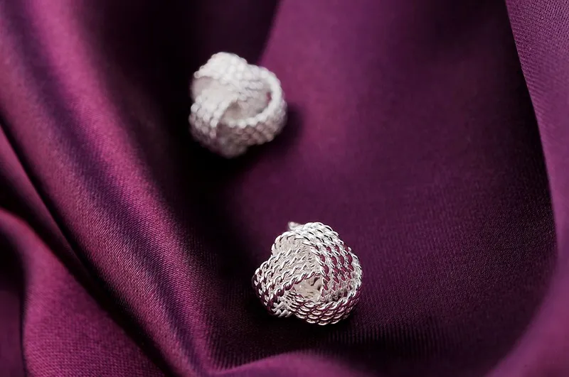 Nuovi gioielli in argento Sterling 925 9MM Fine Mini nodo orecchini a bottone donna moda fascino accessori regalo di nozze all'ingrosso