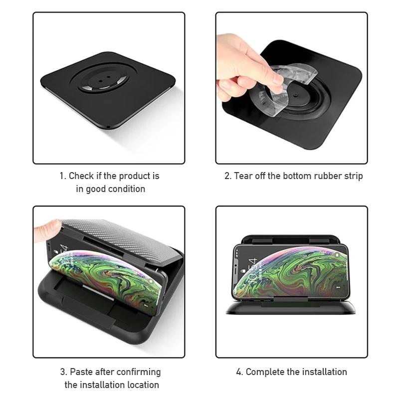 Universal Car Phone Holder Mount Auto Dashboard Phone Holder Anti-Slip Silicone Suction Pad Adjustable Smartphone Support