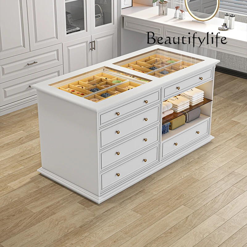 Cloakroom Nakajima Cabinet Jewelry Cabinet High-end Luxury Bedroom Nakajima Tai Cream Style Display Bucket Cabinet