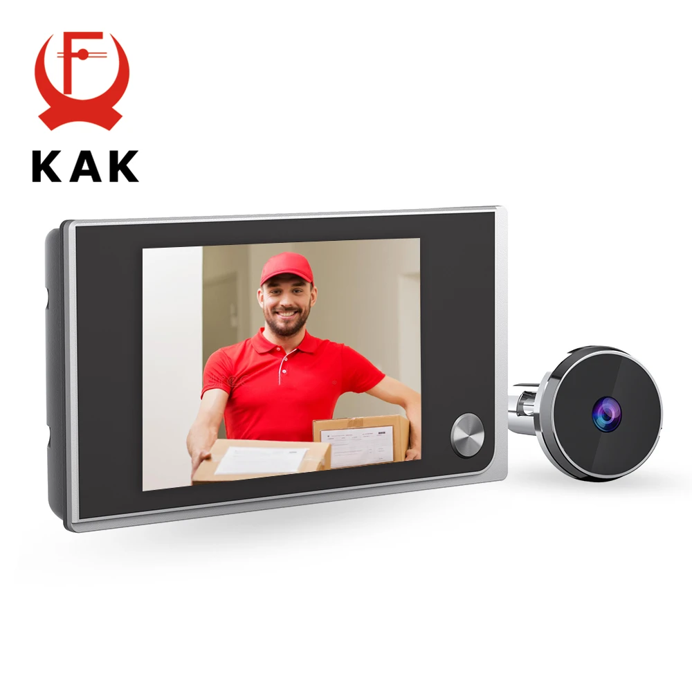מצלמת דלת דיגיטלית KAK 3.5 עם פעמון אלקטרוני, זווית רחבה של 120 מעלות, מסך HD, מערכת אבטחה לבית