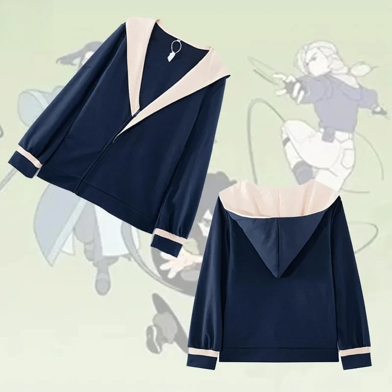 

Navy Sailor-Style Cosplay Jacket - Contrast Collar & Cuff Trim, Casual Zip-Up Outfit for School-Themed Role-Play & Daily Wear