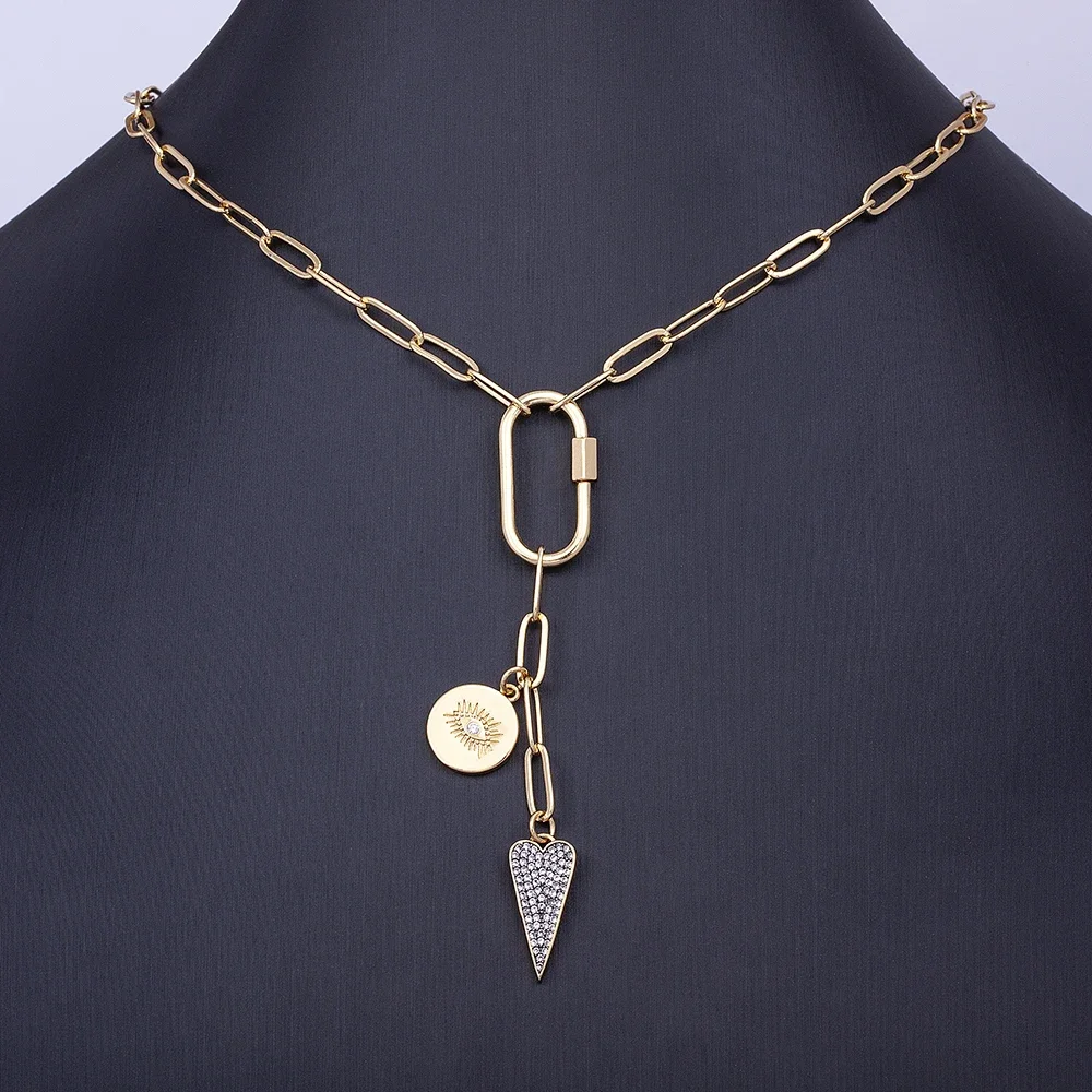 Nidin Top Quality Zircon Round Inlaid Turkish Evil Eye Pendant Heart Shape Crystal Necklace Women Charm Jewelry Gift Wholesale