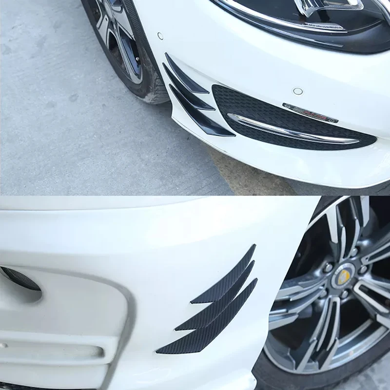 ISGTDRM Universal Rubber Car Front Bumper Lip Protector Rear Diffuser Black Carbon Fiber Spoiler Splitter Wing Protection Guard