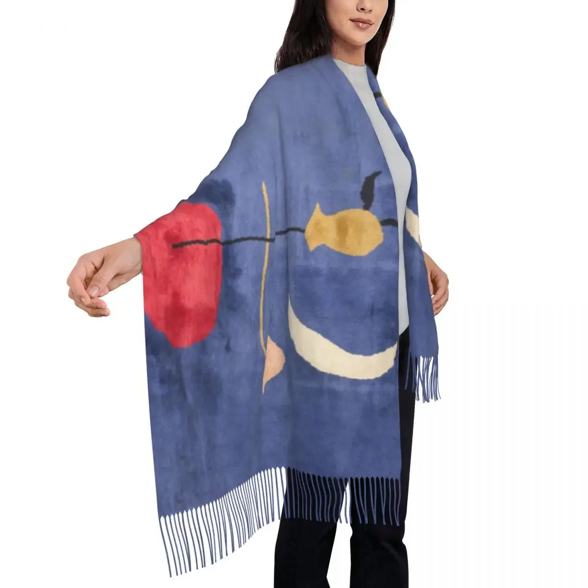 Lady Large Spanish Dancer Scarves Women Winter Soft Warm Tassel Shawl Wraps Joan Miro Abstract Art Scarf