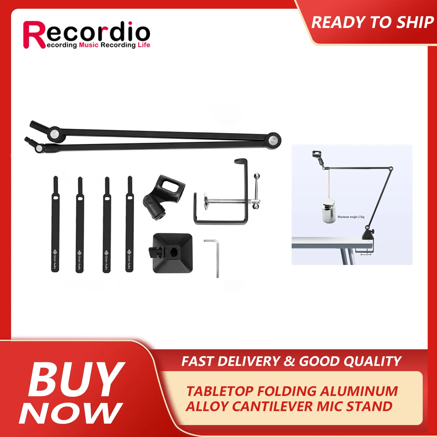 

GAZ-60 Microphone metal cantilever desktop folding telescopic bracket without spring universal live shooting microphone bracket