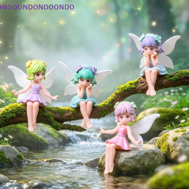 4Pcs Fairy Elf Figurine Mini PVC Statue Cute Winged Fairy Doll Ornament For Micro Landscape Bonsai Garden Desktop DIY Decoratio