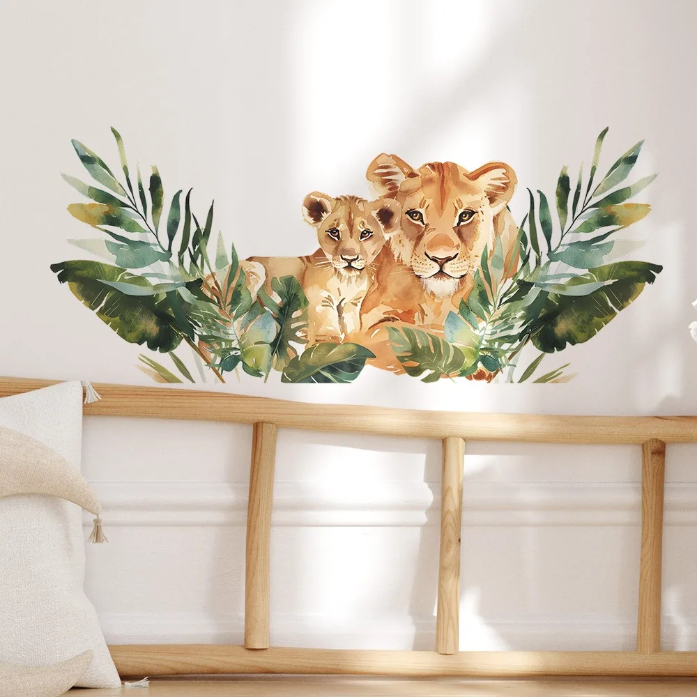 

Наклейки с мультяшными зелеными листьями и тиграми, наклейки для детской комнаты, спальни, гостиной, кабинета, украшения для дома