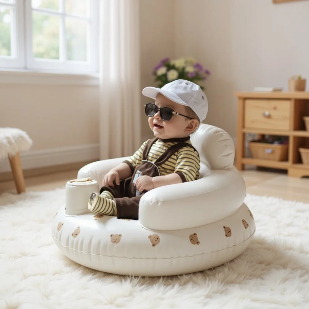 

Надувное портативное детское кресло, многофункциональное нескользящее и противоскользящее обучающее кресло для сидения, три состояния для купания.