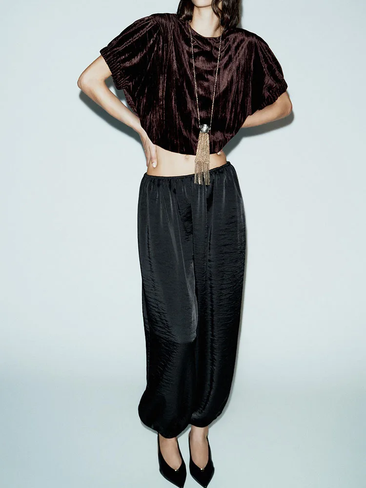 Inverno 2025 novo feminino ort sve redondo ne balão sle topo ele sweetn faionable traje de palco étnico