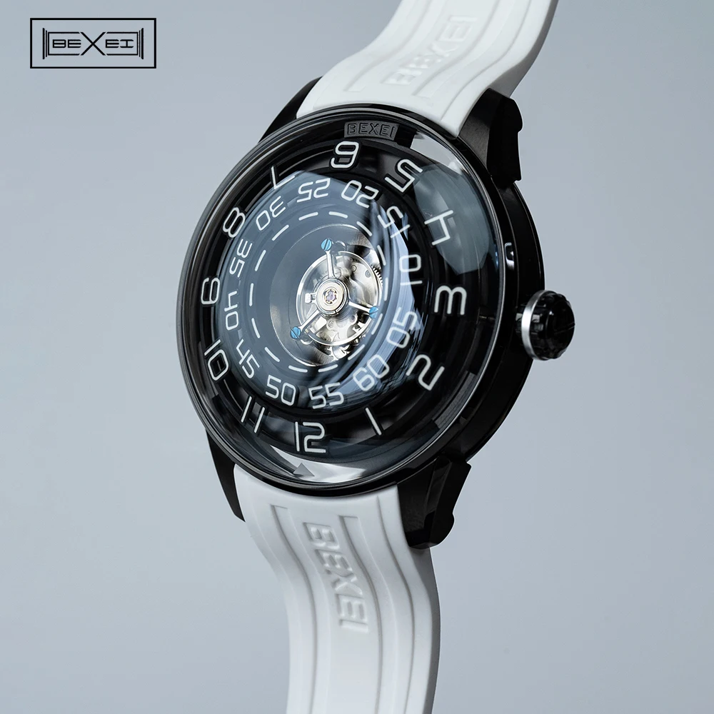 BEXEI Black Hole Tourbillon Mechanical Man Watch 9110 Luxury Skeleton Center Tourbillon Movement Luminous Men Watches Business