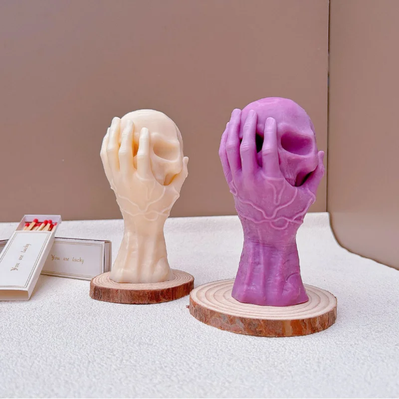 

Большой размер призрак рука череп силиконовая форма Хэллоуин герой свеча форма