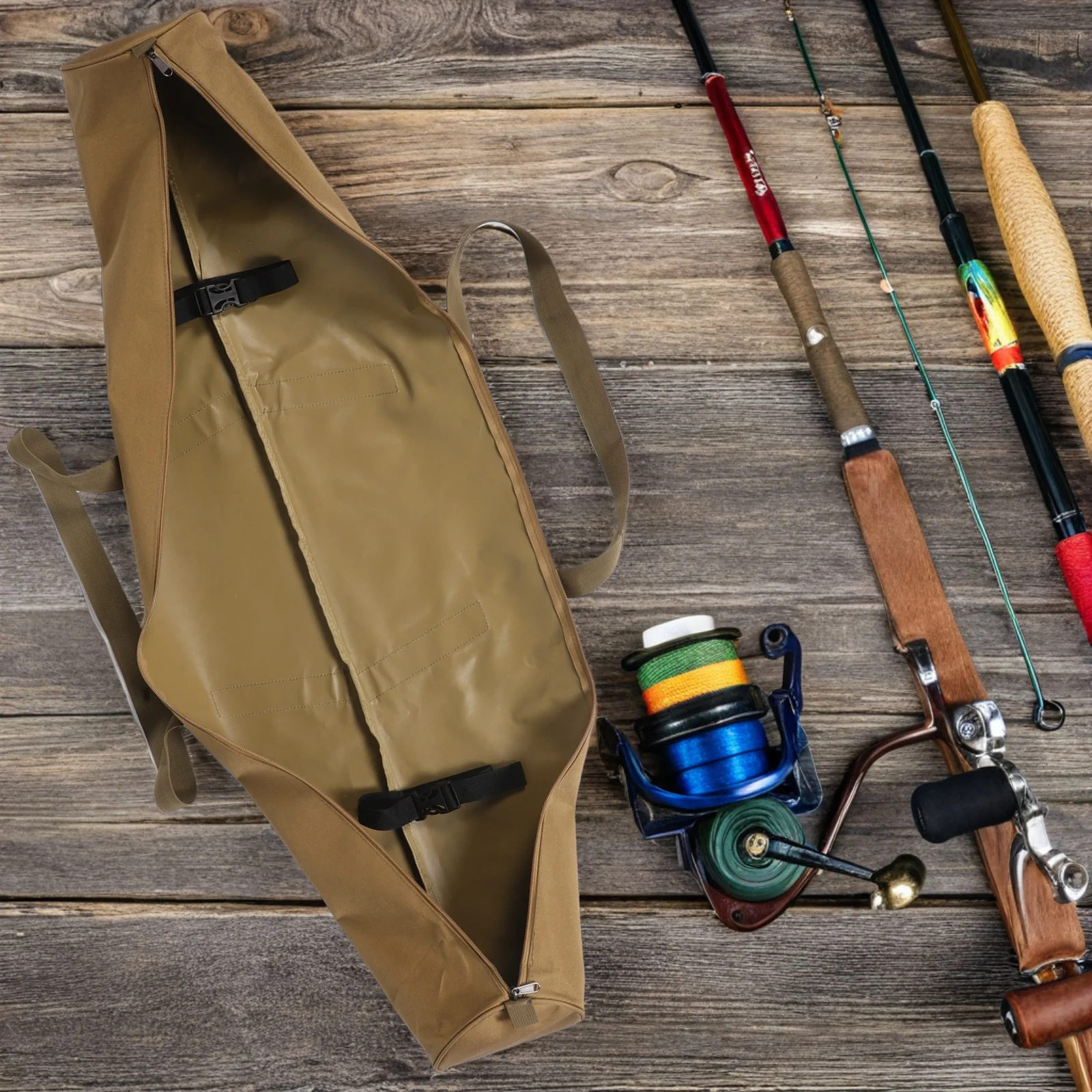 

Outdoor Equipment Storage Bag Fishing Supplies Rod Case Tool Organizer Pole Foldable Travel Lightweight Oxford Cylinder Design